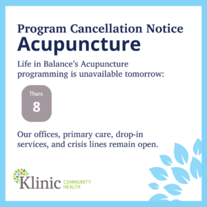 cancellation notice for acupuncture on may 8