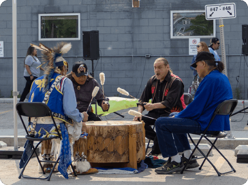 Drumming outside of Klinic.