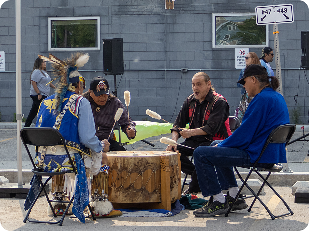 Drumming outside of Klinic.